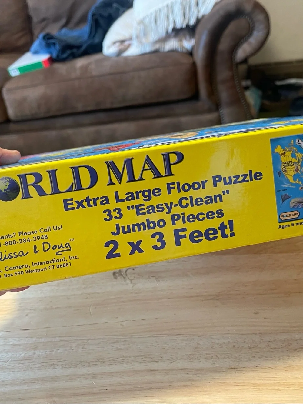 Melissa And Doug World Map Jumbo Floor Puzzle 33pc 2x3 Feet